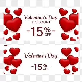 Glossy Red Hearts Valentine Discount Banner