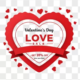 Red Scalloped Heart Frame Ribbon Banner