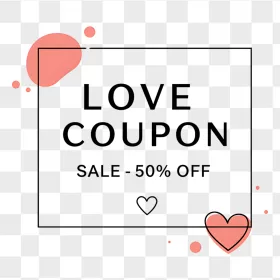 Minimalist Love Coupon Pink Heart Border