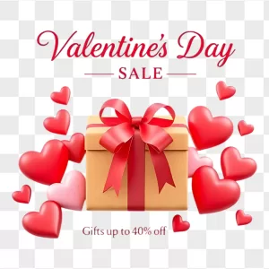 Valentine Gift Box Red Bow Hearts
