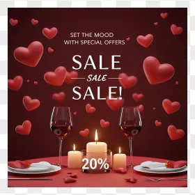 Floating Red Hearts Candlelit Dinner Sale