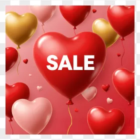 Glossy Red Heart Balloons Valentine Sale