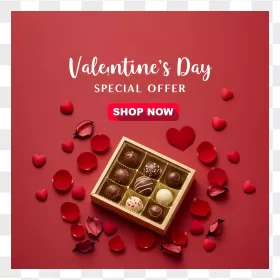 Valentine's Day Chocolate Box Hearts Petals
