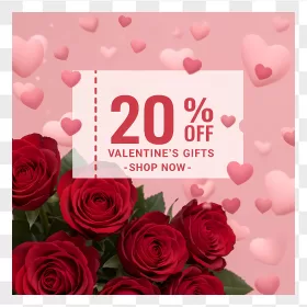 Red Roses Pink Hearts Valentines Coupon