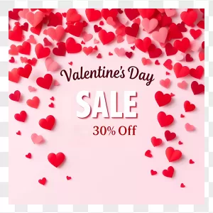 Red Pink Paper Hearts Scattered Frame