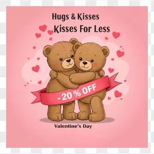 Hugging Brown Teddy Bears Valentine Discount