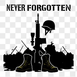 Never Forgotten Fallen Soldier Memorial Silhouette