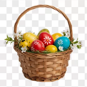Woven Easter Basket Daisy Painted Eggs