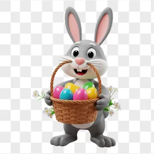 3D Easter Bunny Holding Egg Basket