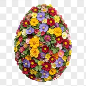 Easter Egg Mixed Flowers Botanical Collage
