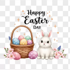Watercolor White Bunny Easter Egg Basket