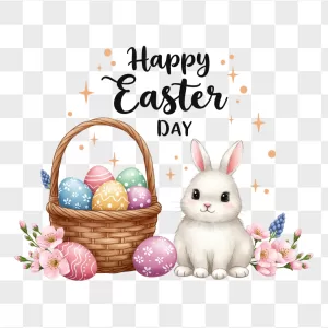 Watercolor White Bunny Easter Egg Basket