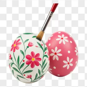 Red Brush Painting Floral Easter Eggs