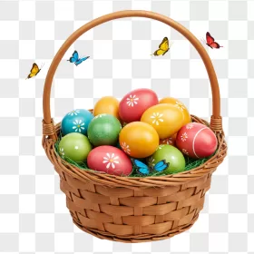 Easter Egg Wicker Basket Daisy Butterflies