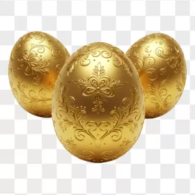 Intricate Golden Embossed Baroque Easter Eggs