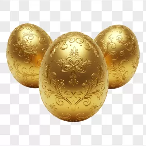 Intricate Golden Embossed Baroque Easter Eggs