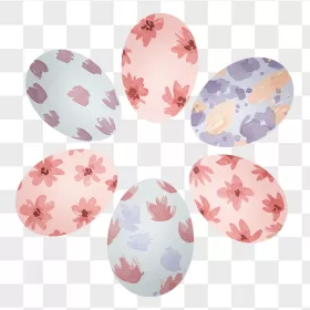 Six Watercolor Pastel Floral Easter Eggs