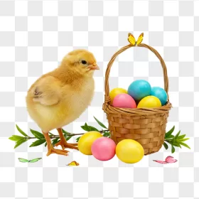 Fluffy Yellow Chick Easter Basket Eggs