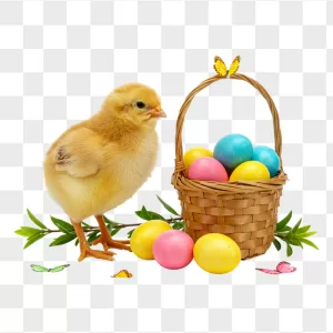 Fluffy Yellow Chick Easter Basket Eggs