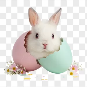 White Bunny Split Pink Mint Egg
