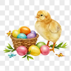 Watercolor Yellow Chick Easter Egg Basket