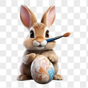 Fluffy Bunny Painting Marbled Easter Egg