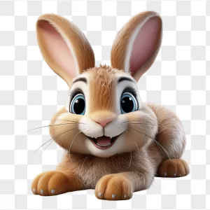 3D Furry Brown Bunny Lying Down
