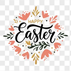Happy Easter Pink Gold Floral Wreath
