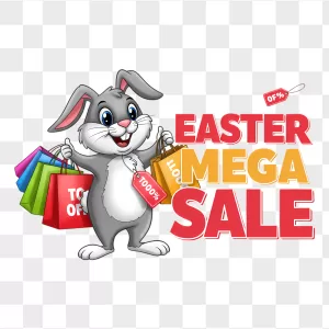 Easter Gray Bunny Colorful Shopping Bags