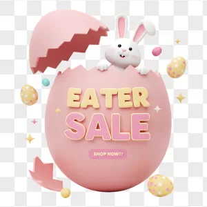 3D Pink Cracked Egg Easter Bunny