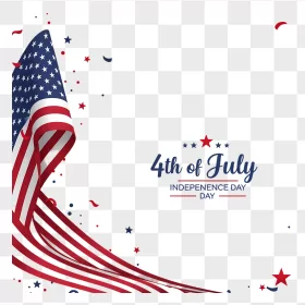 Flowing American Flag Ribbon Corner Border
