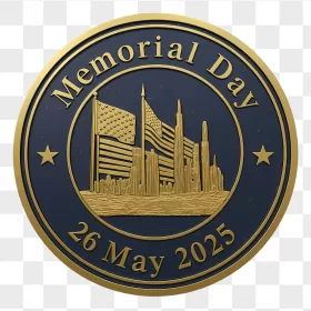 Memorial Day Gold Coin Flags Skyline
