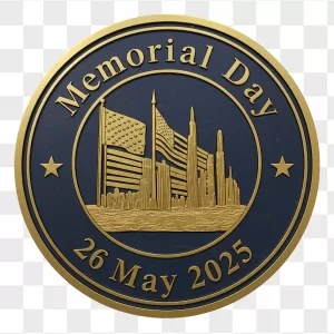 Memorial Day Gold Coin Flags Skyline