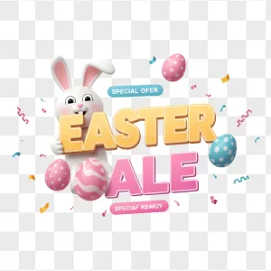 3D Easter Bunny Sale Typography Eggs