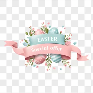 Pastel Easter Eggs Floral Ribbon Badge