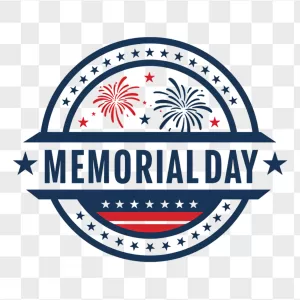 Navy Red Memorial Day Badge Fireworks