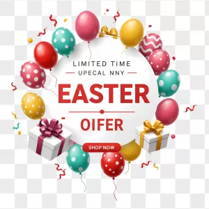 Glossy Balloon Easter Offer Circle Frame