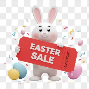 3D Easter Bunny Red Sale Ticket