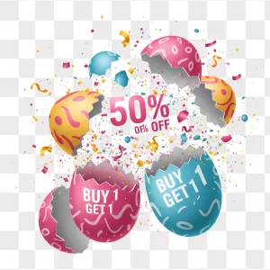 3D Cracked Easter Eggs Confetti Burst