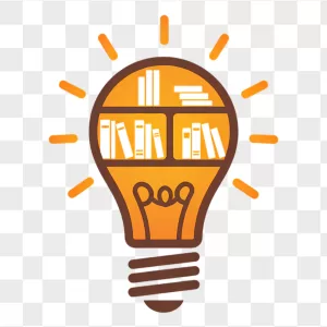Flat Orange Light Bulb Bookshelf Books