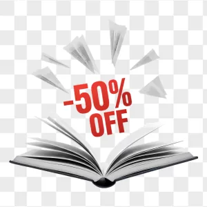 Open Book Red 50 Off Burst