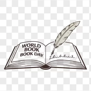 World Book Day Book Quill Sketch