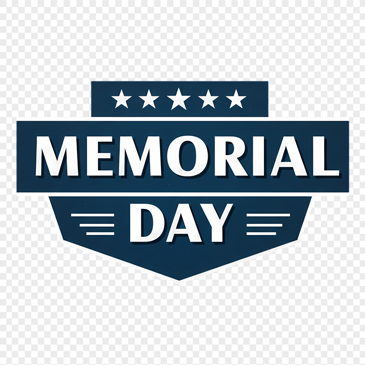 Navy Memorial Day Shield White Stars - International Holidays & Celebrations PNG, transparent background, high resolution