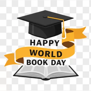 Black Graduation Cap Yellow Ribbon Open Book