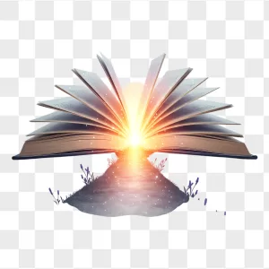 Open Book Glowing Golden Pathway