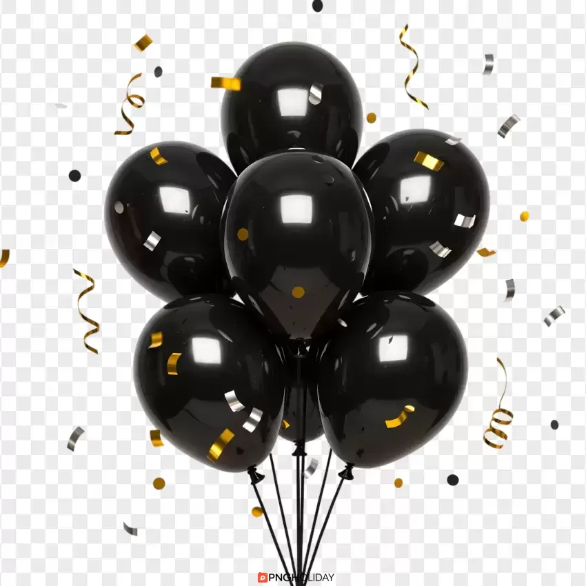 Black Glossy Balloons PNG Clipart