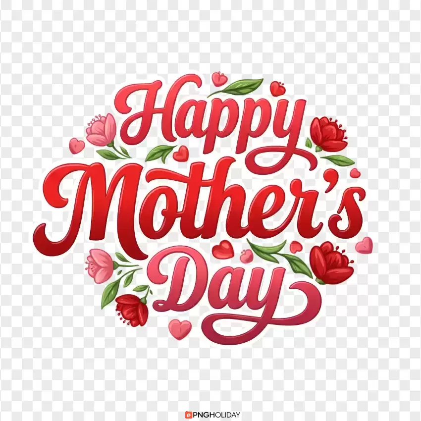 Bold Happy Mother's Day 3D Text PNG