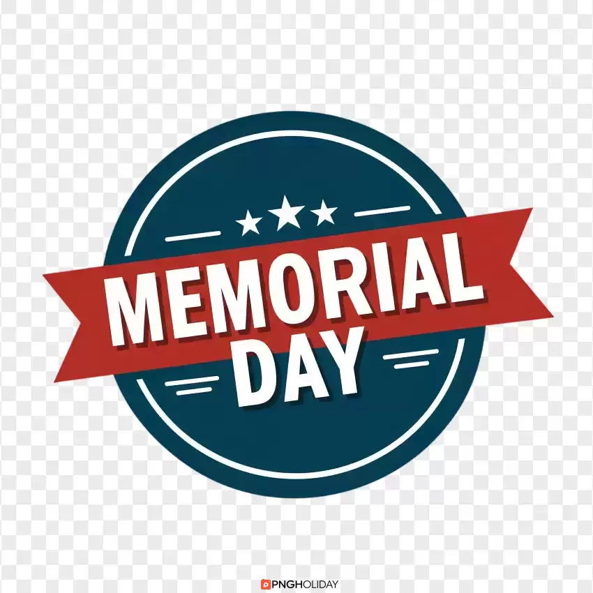 Bold Memorial Day Ribbon Emblem PNG