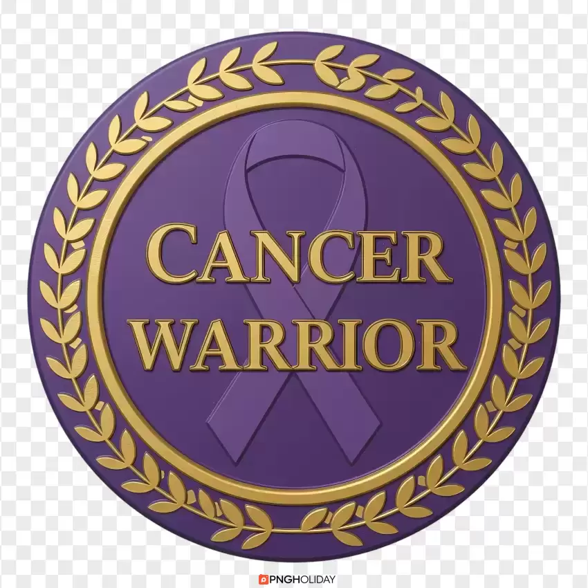 Cancer Warrior Gold Emblem PNG