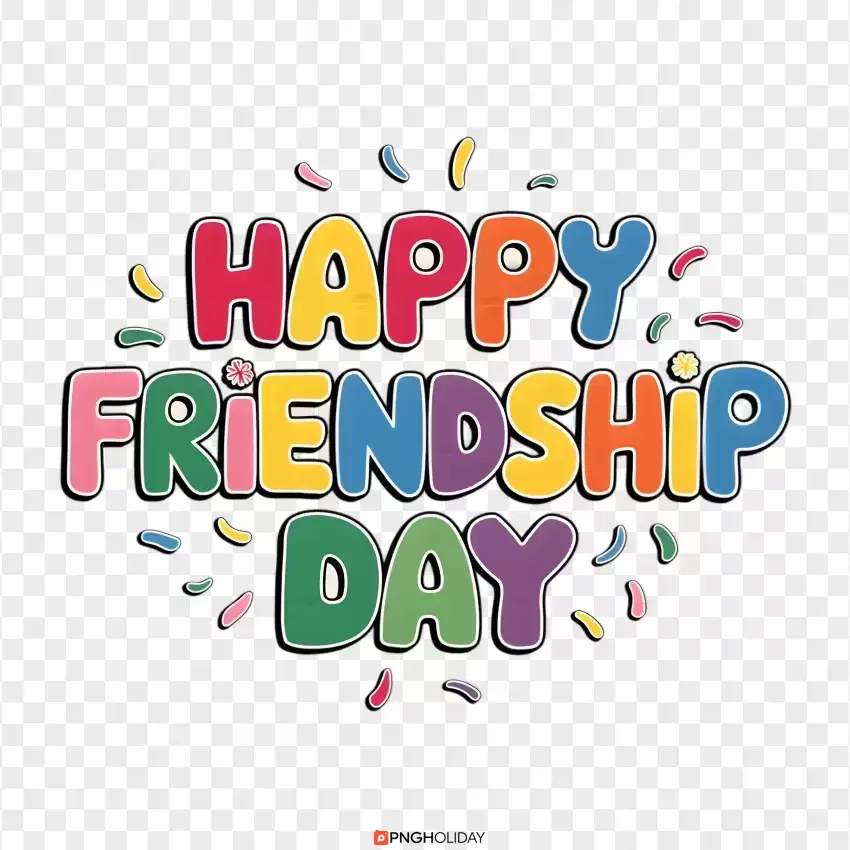 Colorful Happy Friendship Day Typography PNG